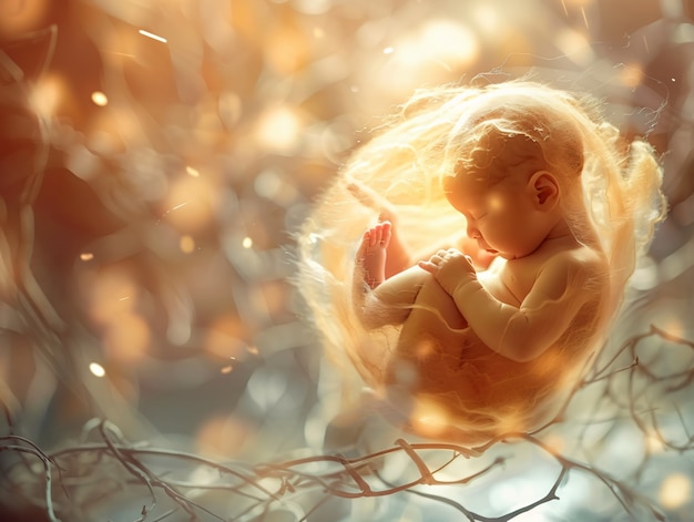 Free Photo human fetus in the prenatal development stage in the womb