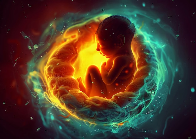 Free Photo human fetus in the prenatal development stage in the womb