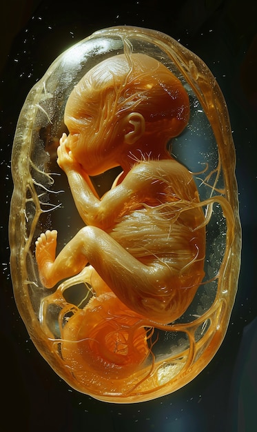 Free Photo human fetus in the prenatal development stage in the womb