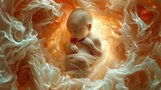 Free photo human fetus in the prenatal development stage in the womb