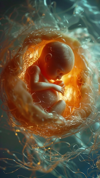 Free photo human fetus in the prenatal development stage in the womb