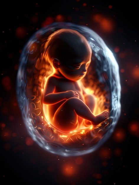 Free Photo human fetus in the prenatal development stage in the womb