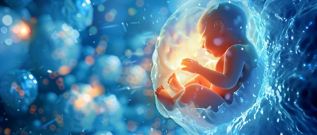 Free Photo human fetus in the prenatal development stage in the womb