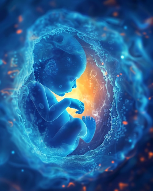 Free photo human fetus in the prenatal development stage in the womb