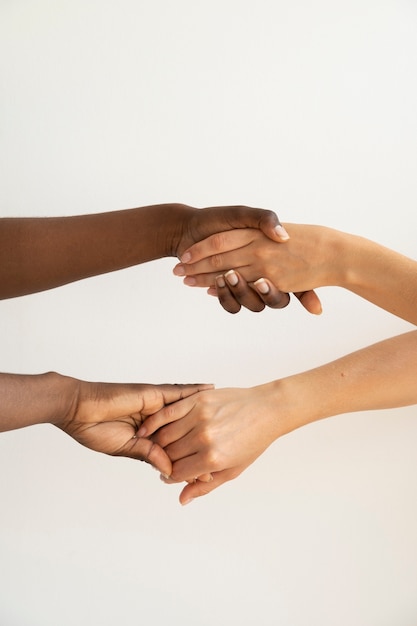 Human hands against white background