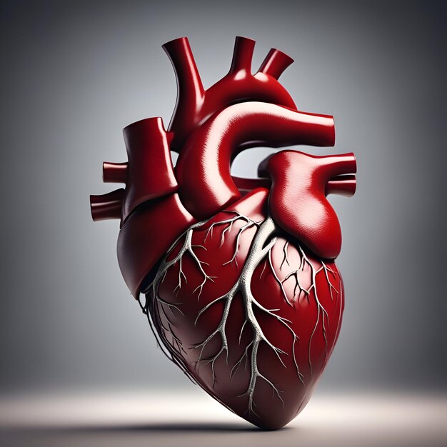 Human heart on a gray background 3d rendering 3d illustration