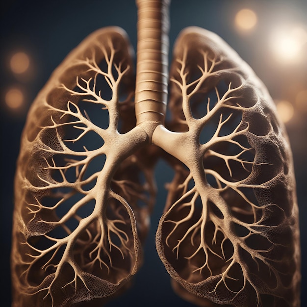 Free photo human lungs on a black background 3d rendering toned image