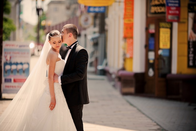 Husband kissed his wife's head