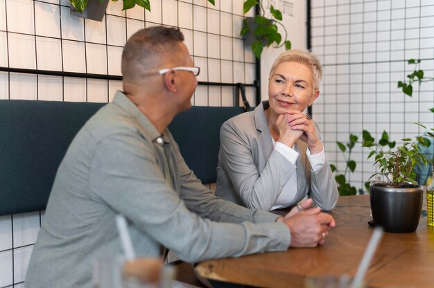 Husband and wife having a nice date at a coffee shop