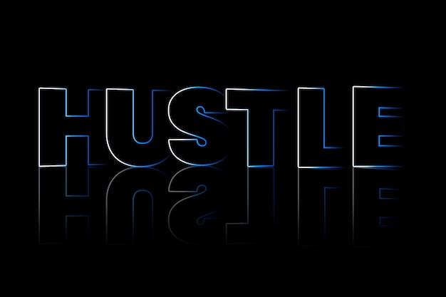 Hustle shadow style typography on black background