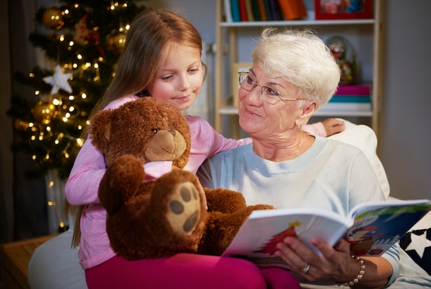 Free Photo i love spending time with my grandmother and  teddy bear
