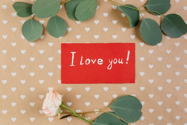 Free photo i love you card between hearts with rose