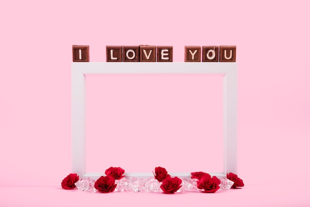 Free Photo i love you inscription on brown blocks