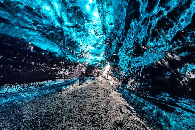 Free Photo ice cave inside glacier in iceland.