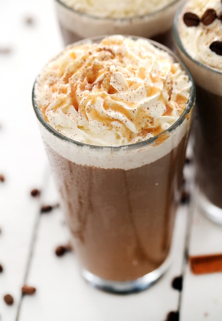 Free Photo ice coffee with whipped cream 