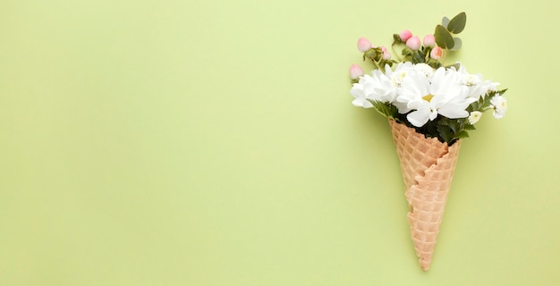 Ice cream cone with flowers