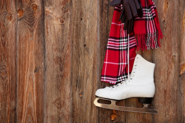 Free photo ice skates outdoors still life