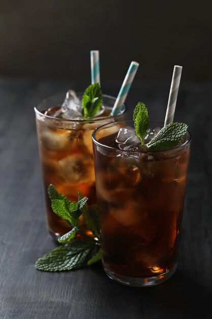 Ice tea with mint