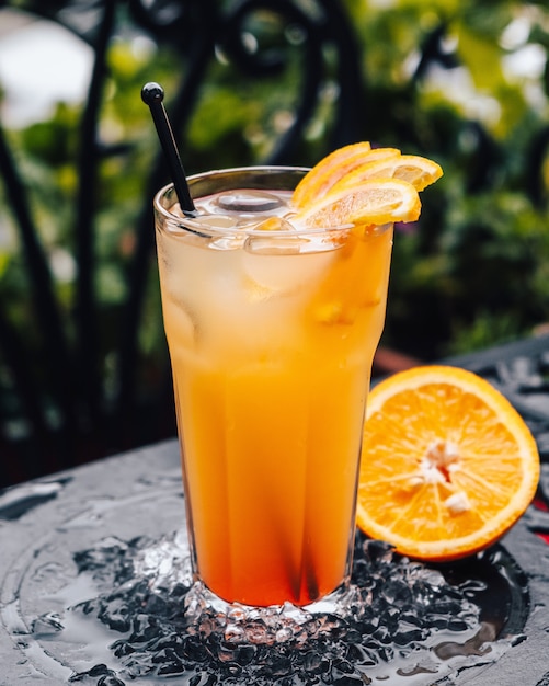 Iced orange cocktail on the table