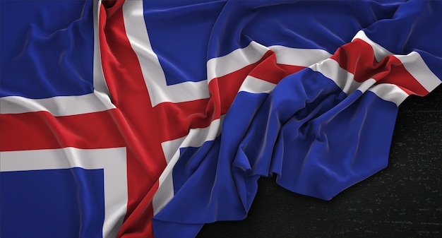 Free Photo iceland flag wrinkled on dark background 3d render