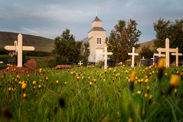 Iceland landscape of beautiful church