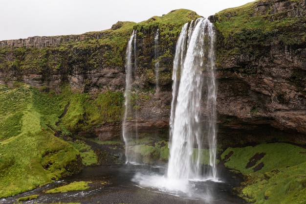 Free Photo iceland landscape of beautiful waterfall