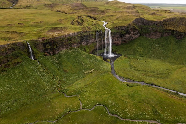 Free Photo iceland landscape of beautiful waterfall