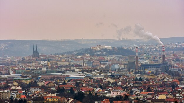 The icons of the Brno city's ancient churches, castles Spilberk and Petrov. Czech Republic- Europe. 