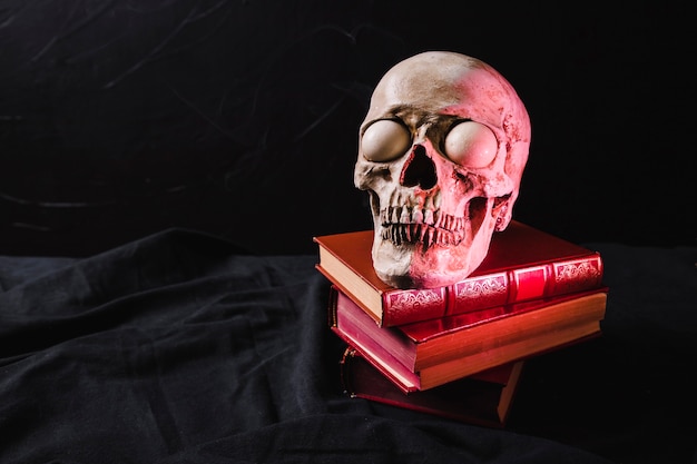 Free Photo illuminated by red light skull