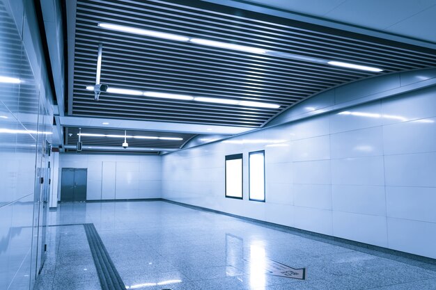 Illuminated hallway of a building