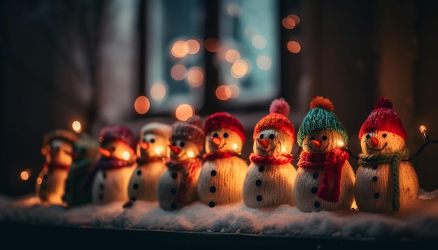 Free Photo illuminated snowman decor brings winter celebration indoors generated by ai