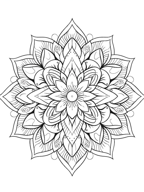 Free Photo illustrated line art mandala