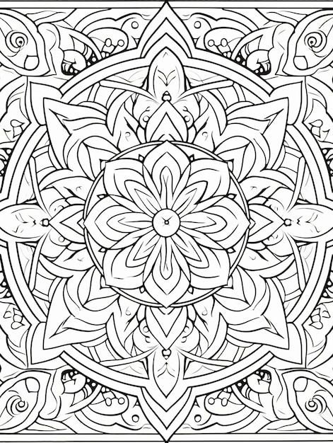 Free photo illustrated line art mandala