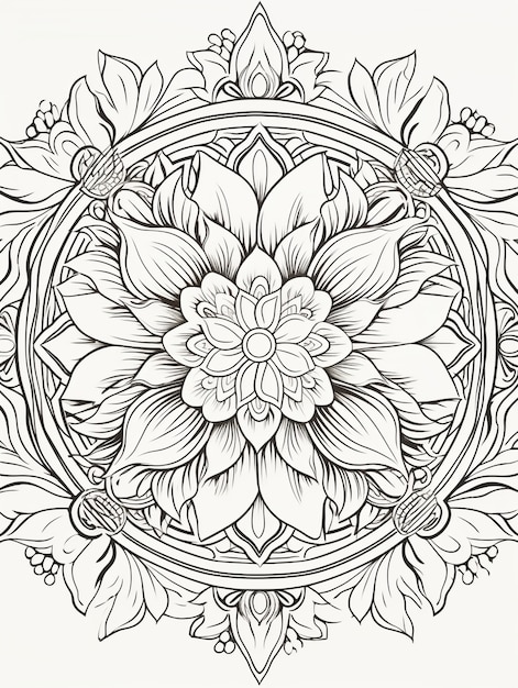 Free photo illustrated line art mandala