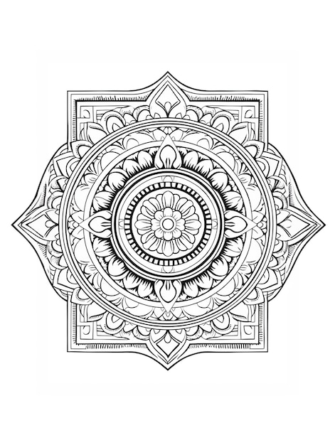 Free photo illustrated line art mandala