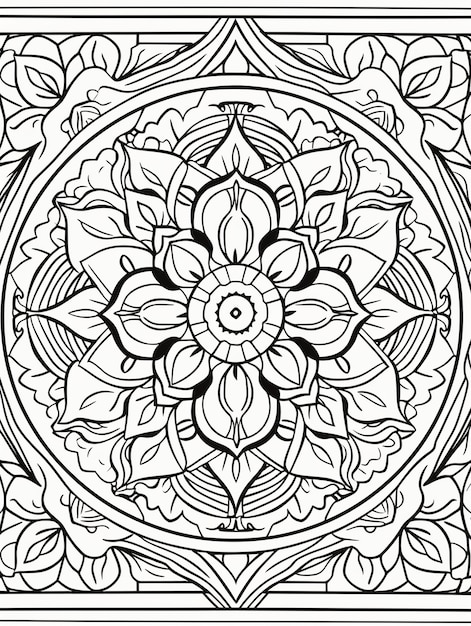 Free Photo illustrated line art mandala