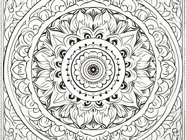 Free Photo illustrated line art mandala