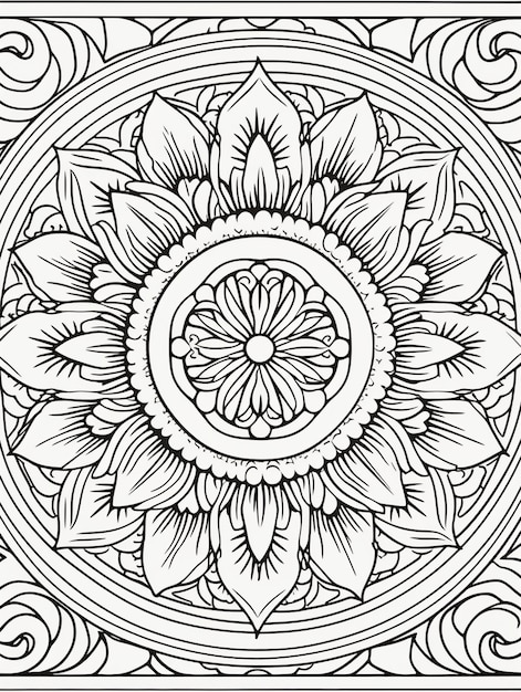 Free photo illustrated line art mandala