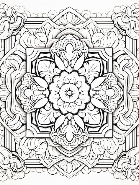 Free photo illustrated line art mandala