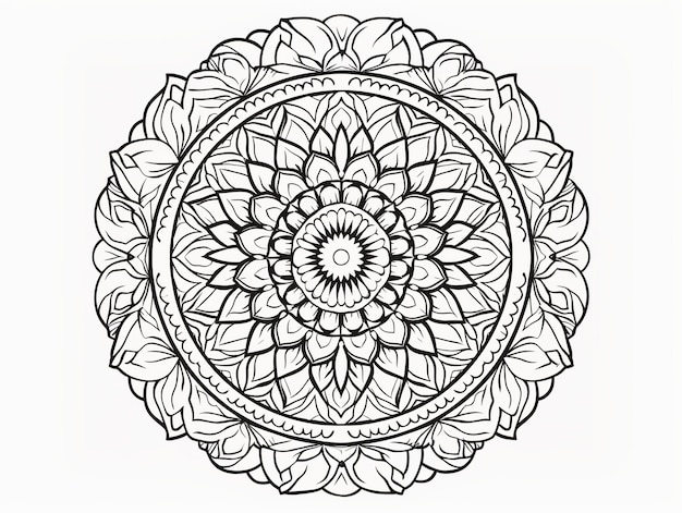 Free photo illustrated line art mandala