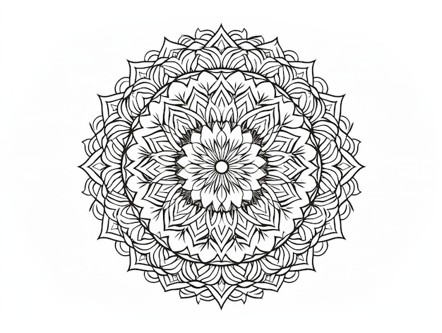 Free Photo illustrated line art mandala