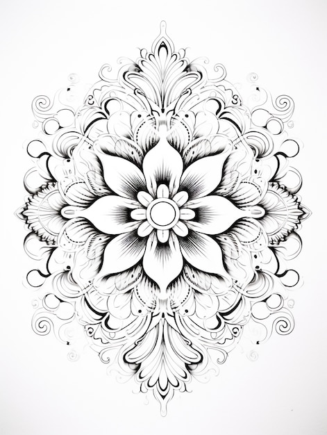 Free photo illustrated line art mandala