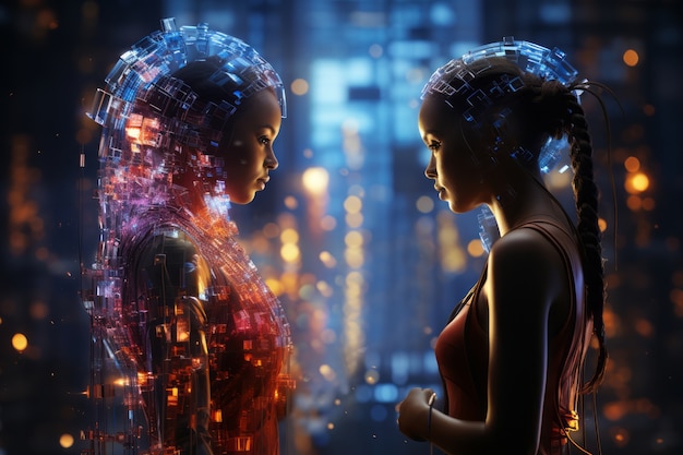 Free photo illustrated rendering of twin avatar