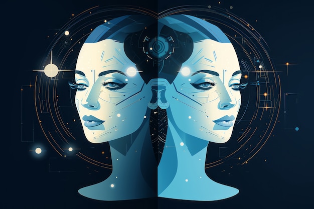 Free photo illustrated rendering of twin avatar