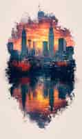 Free photo illustrated watercolor city