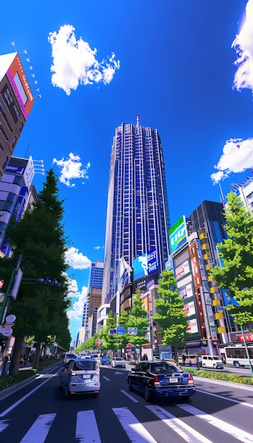 Free photo illustration of anime city