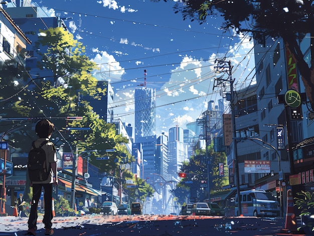 Illustration of anime city