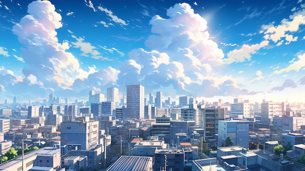 Illustration of anime city