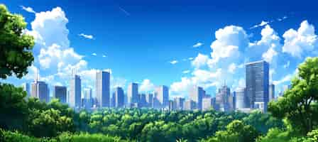 Free photo illustration of anime city