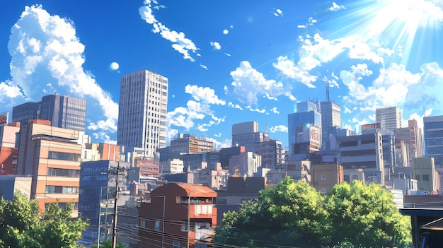 Illustration of anime city